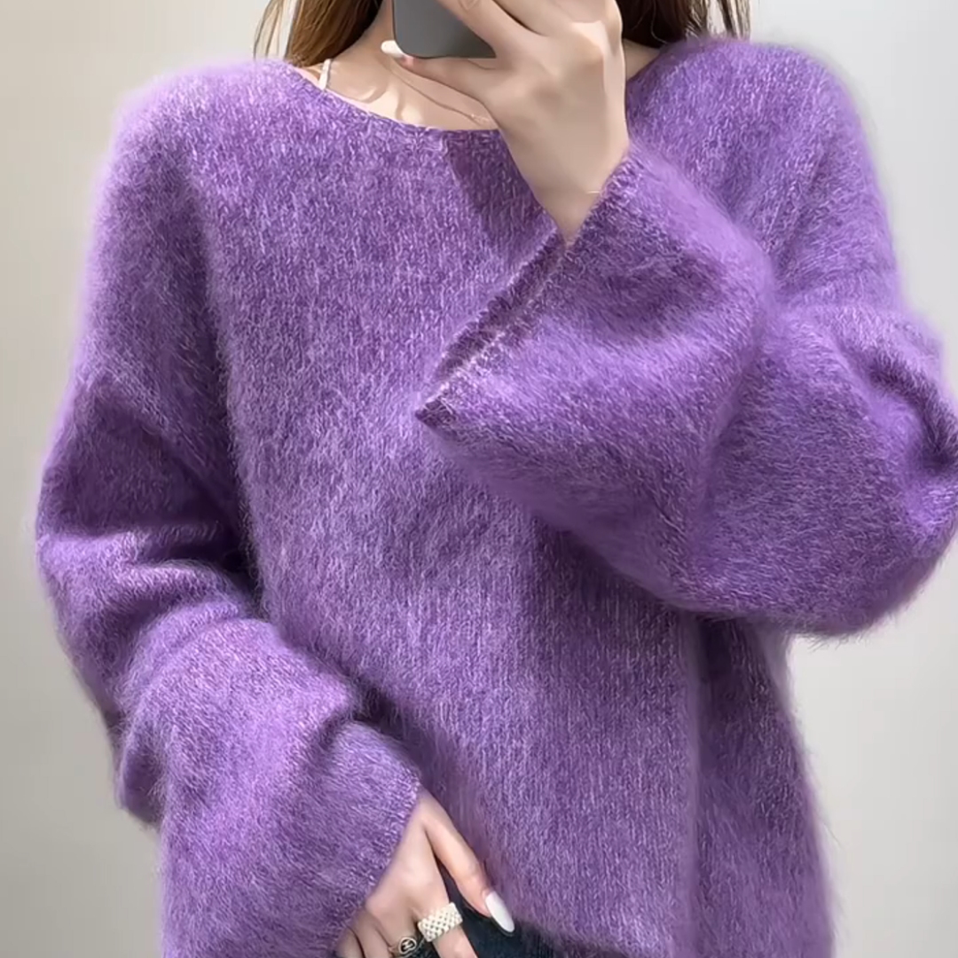 今年流行漂亮紫色毛衣女2025新款