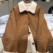 美拉德经典 驼色羊羔毛外套女2025冬季 超好看小众加绒加厚夹克上衣