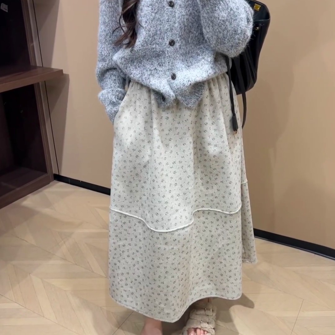 欧货高端大牌设计师款复古碎花毛呢高腰显瘦半身裙女2026春季新款,女装/女士精品,大码半身裙,淘宝优惠券,粉丝福利购,淘宝优惠卷