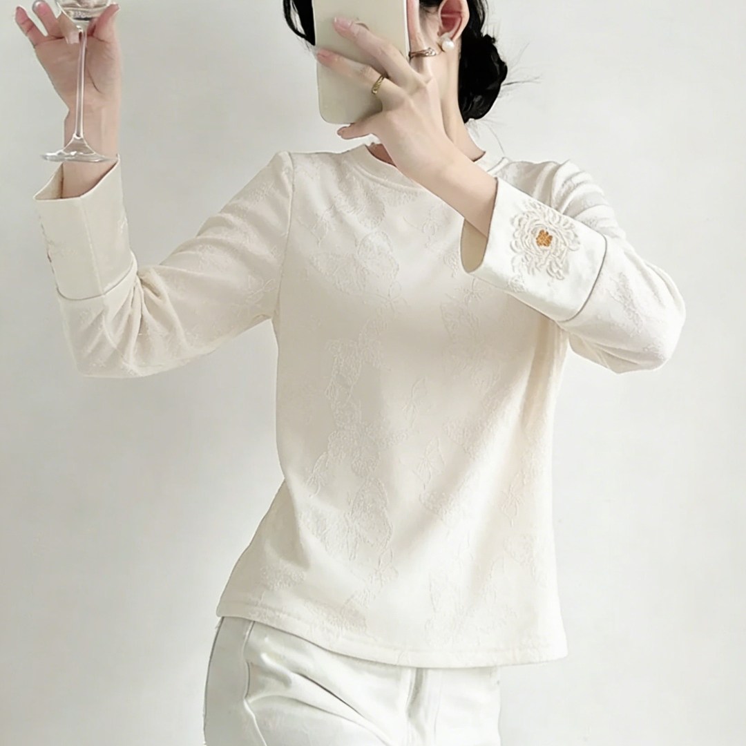 阁脂家新中式洋气时髦提花内搭打底衫女2026春季新款叠穿微胖衬衫,女装/女士精品,大码内搭,淘宝优惠券,粉丝福利购,淘宝优惠卷