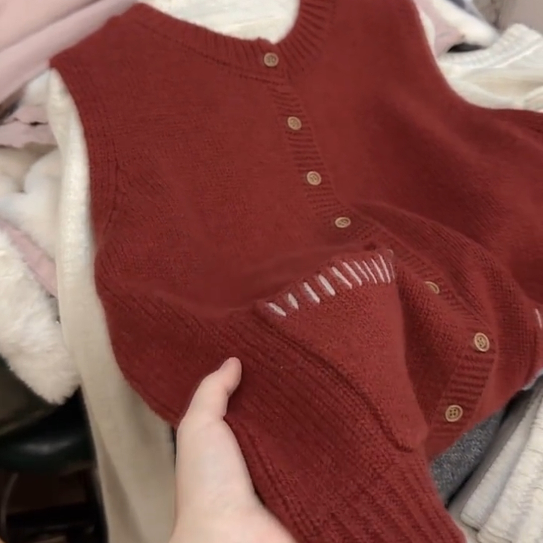 秋冬新款氛围感叠穿微胖毛衣外套