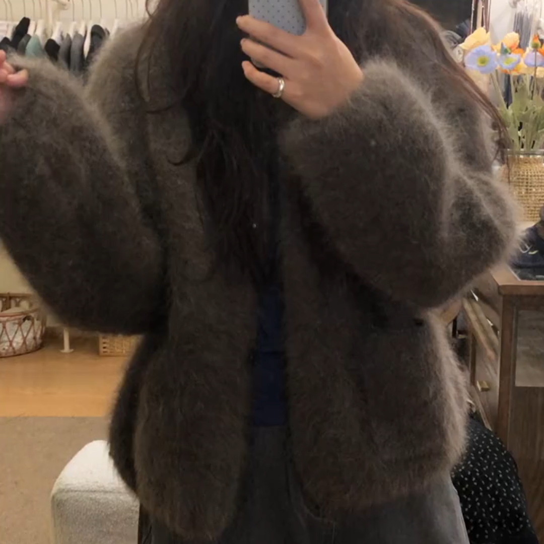 日系温柔复古慵懒风宽松毛衣外套