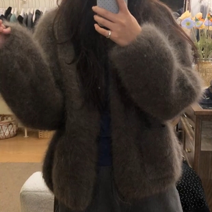 2025新款 韩系穿搭洋气小个子chic日系温柔复古慵懒风宽松毛衣外套