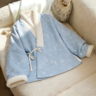 2025秋冬新款洋气小个子短款外套女设计感加绒加厚保暖明制汉服冬