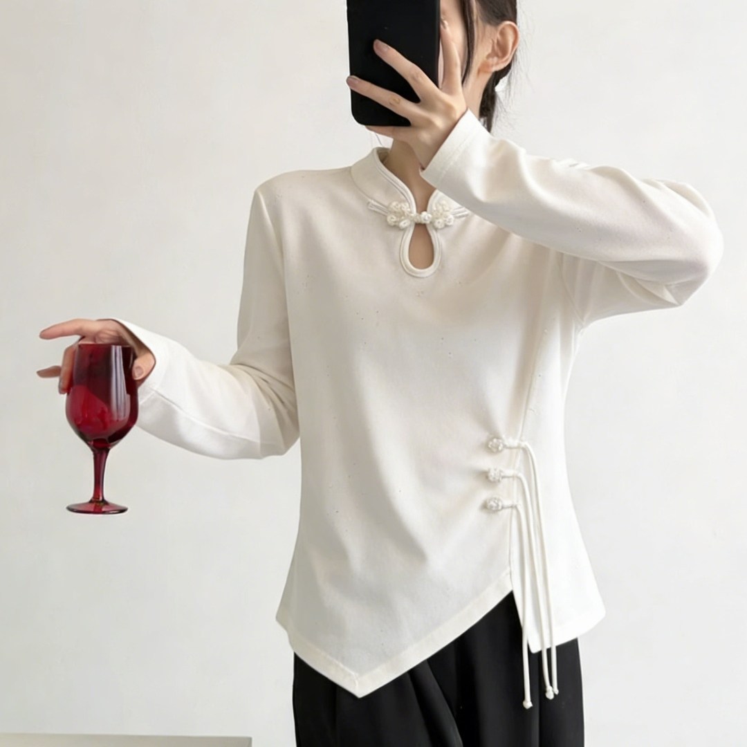 2026新款独特漂亮清冷感新中式女士不规则修身显瘦立领长袖衬衫女,女装/女士精品,大码内搭,淘宝优惠券,粉丝福利购,淘宝优惠卷