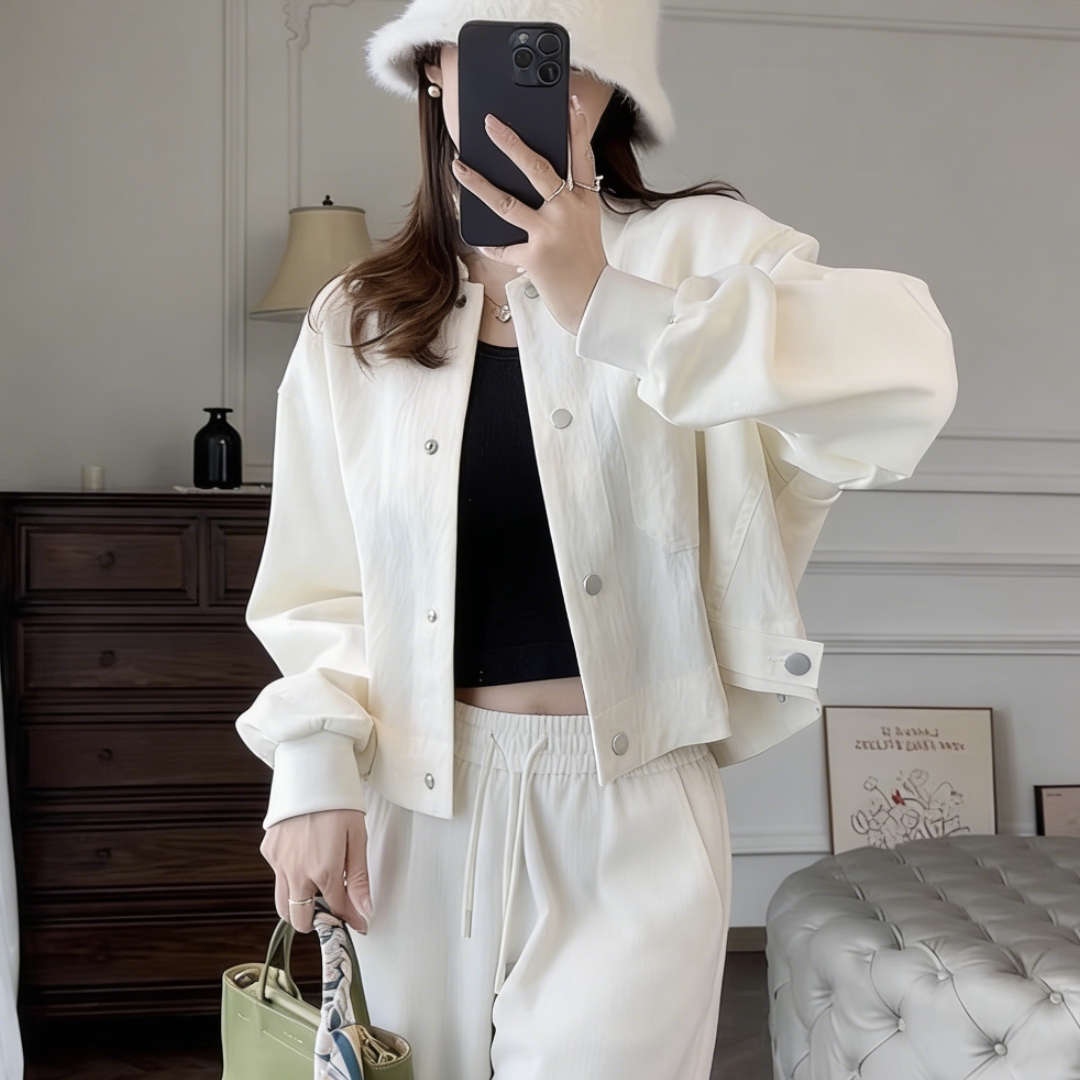 韩系简约小个子短款外套衬衫秋冬