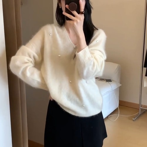 氛围感温柔气质软糯宽松针织毛衣