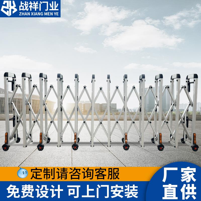 手动推拉伸缩门不锈钢折叠推拉收缩门高速移动路障幼儿园隔离护栏