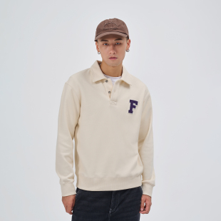 简约字母印花休闲宽松上衣 新款 Fun潮牌翻领卫衣男款 2025年秋季