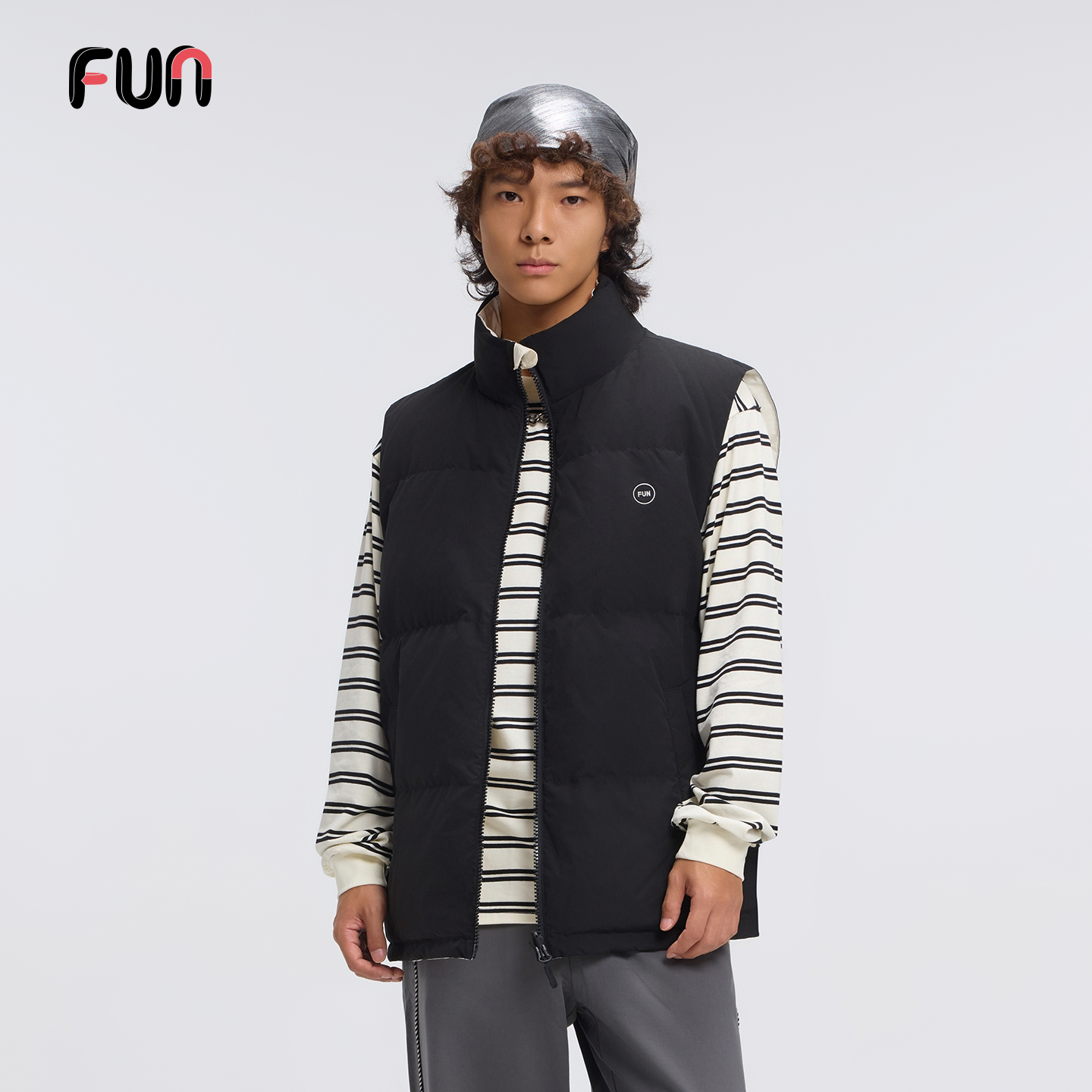 Fun潮牌羽绒马甲男2025年冬季新款简约百搭两面穿休闲立领外套