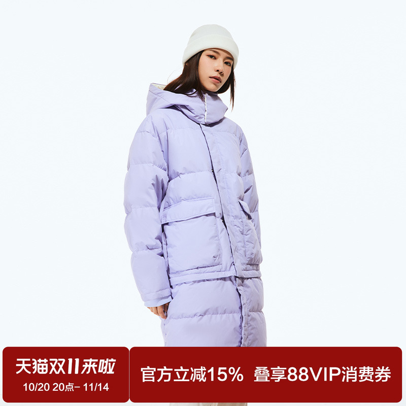 Fun潮牌长款羽绒服男女同款2025年冬季新款加菲猫联名可拆卸下摆