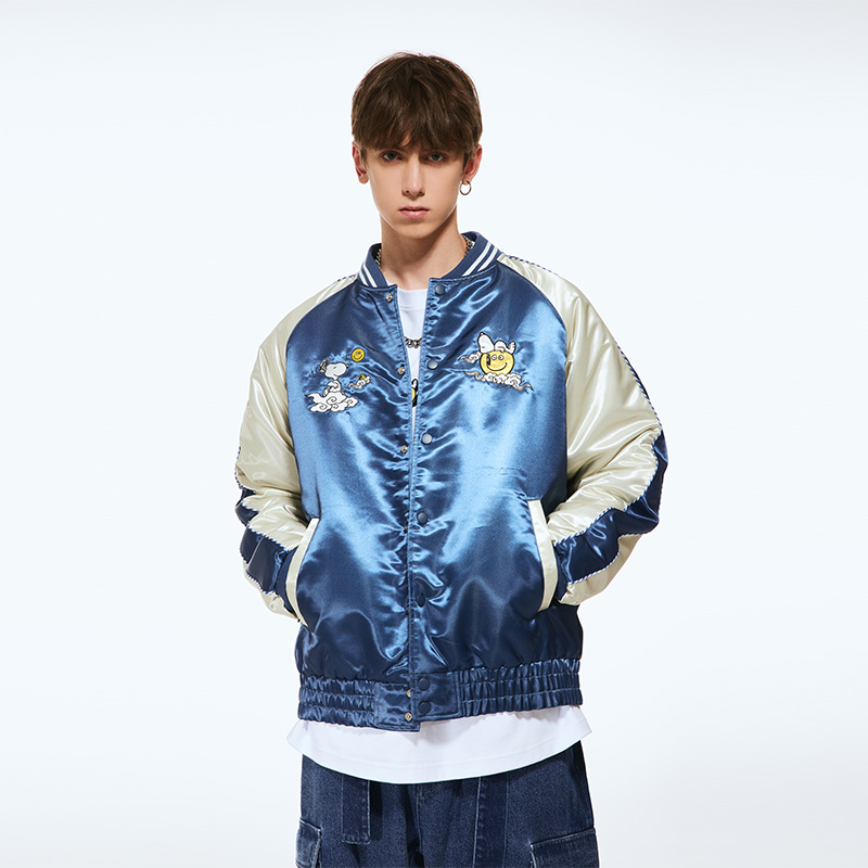 Fun潮牌男士棉衣2025年冬季新款笑脸联名印花时尚休闲保暖棉服