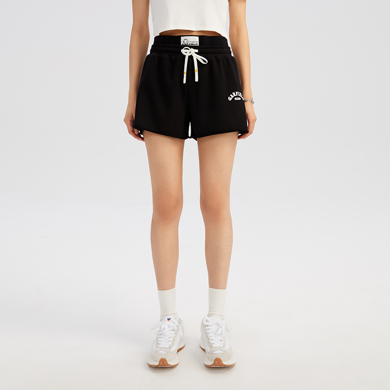 Fun潮牌休闲短裤女2025年夏季新款加菲猫联名字母印花针织裤