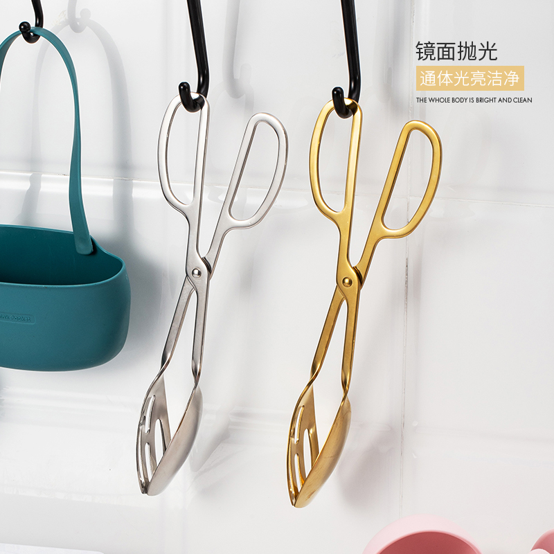 米立风物不锈钢牛排夹家用厨房面包夹食物夹子蛋糕夹耐高温烧烤夹