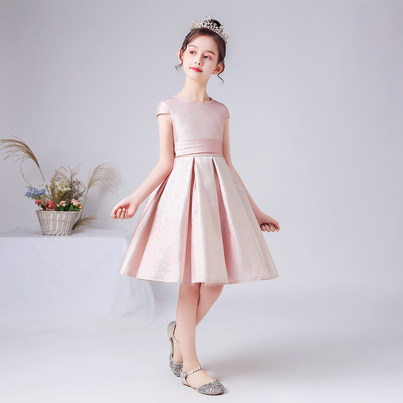 儿童晚礼服女童生日公主裙粉色小女孩洋气小主持人宴会钢琴演出服
