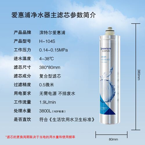 滨特尔爱惠浦净水器H100滤芯H104主滤芯EVP-6000 EVP3000EV961116