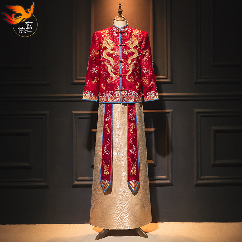 新郎秀禾服男装2023新款男士敬酒服中式结婚古装唐装男款接亲秀禾