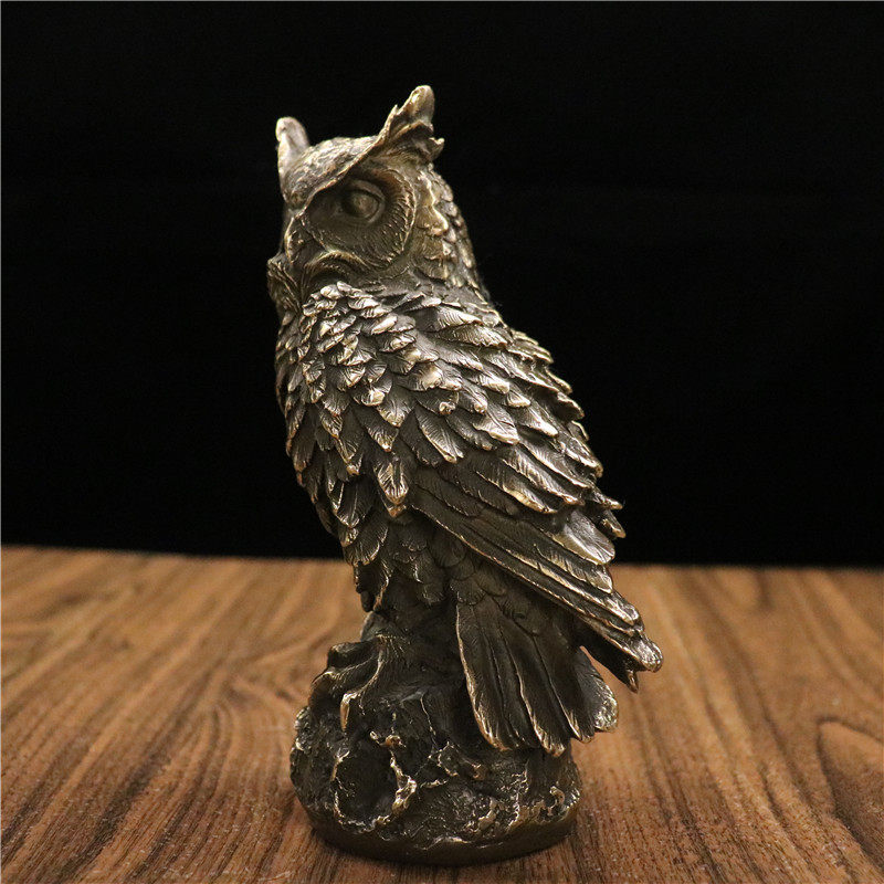 纯铜猫头鹰摆件创意客厅书房酒柜装饰工艺品摆件