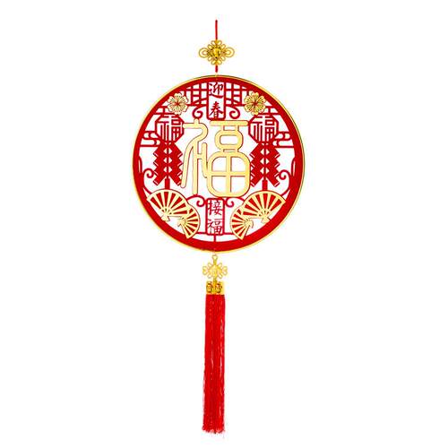 2026马年绒布压克力福字挂件中国结挂饰客厅墙壁装饰背景镂空定制