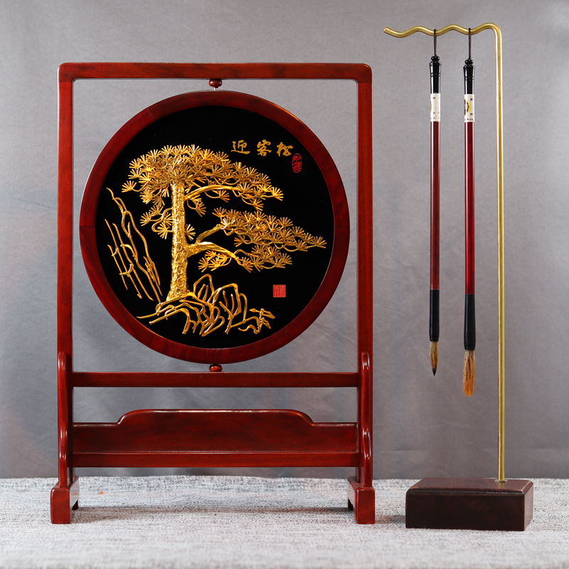 芜湖铁画手工艺红花梨木桌面屏风安徽特产伴手礼定制合肥实体店