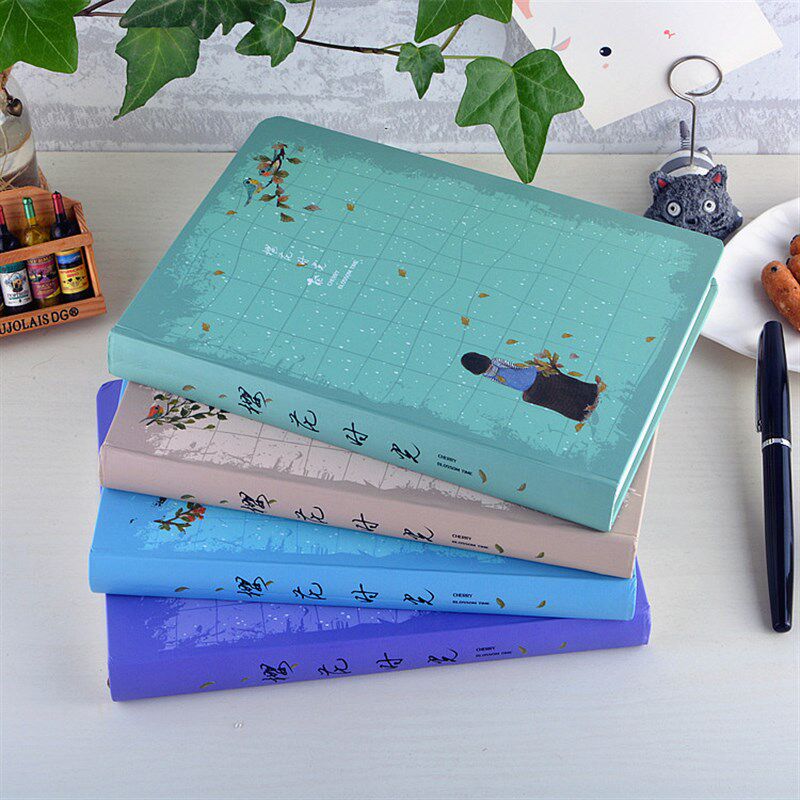 硬面彩页插画精装本子韩国创意可爱日记学生简约A5笔记本子记事本