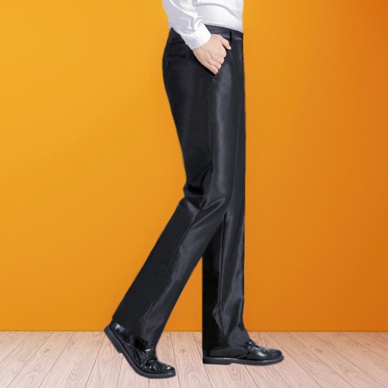 春夏丝光亮面男装裤子垂感修身直筒西裤高级感时尚休闲商务长裤