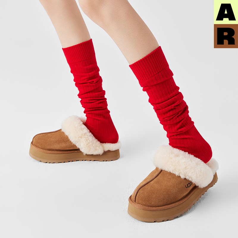 AR堆堆袜子秋冬堆堆小腿袜羊毛袜美腿显瘦芭蕾风长筒过膝袜JK袜