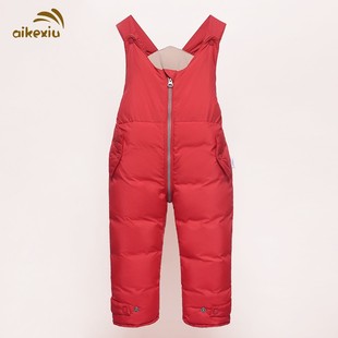 冬季儿童羽绒背带裤婴儿幼儿男童女童宝宝儿童外穿加厚保暖连体裤
