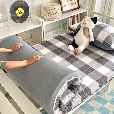 一面绒一面纯棉学生宿舍专用床笠90x190cm六面全包床垫套拉链款