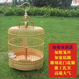 花花百灵鸟笼云雀小沙百灵凤头百灵遛鸟笼子竹制鸟笼手工超大装饰