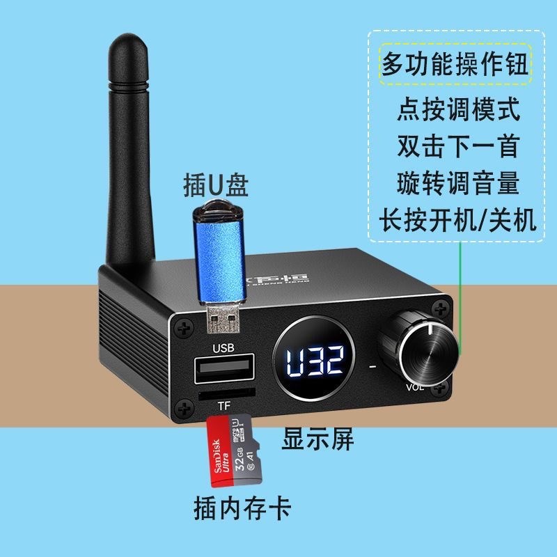 老式音响蓝牙5.3接收器音箱功放转换无线音频适配器改无损立体声