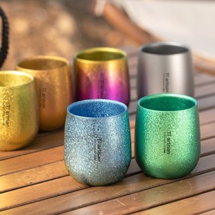 钛工匠双层防烫钛杯户外露营杯家用咖啡杯鹅蛋杯钛合金茶杯钛水杯