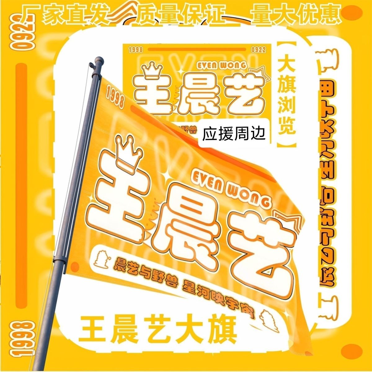 王晨艺大旗明星演唱会王晨艺应援大旗户外打卡音乐节应援旗定制