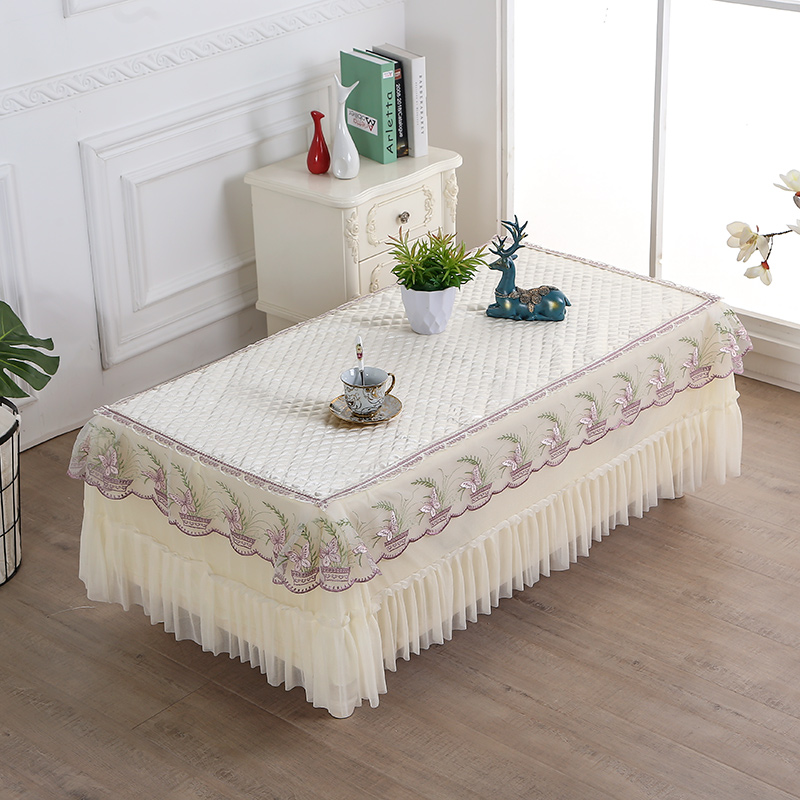 新款粉色茶几布桌布餐桌台布床头柜罩防尘茶几罩子长方形布艺客厅