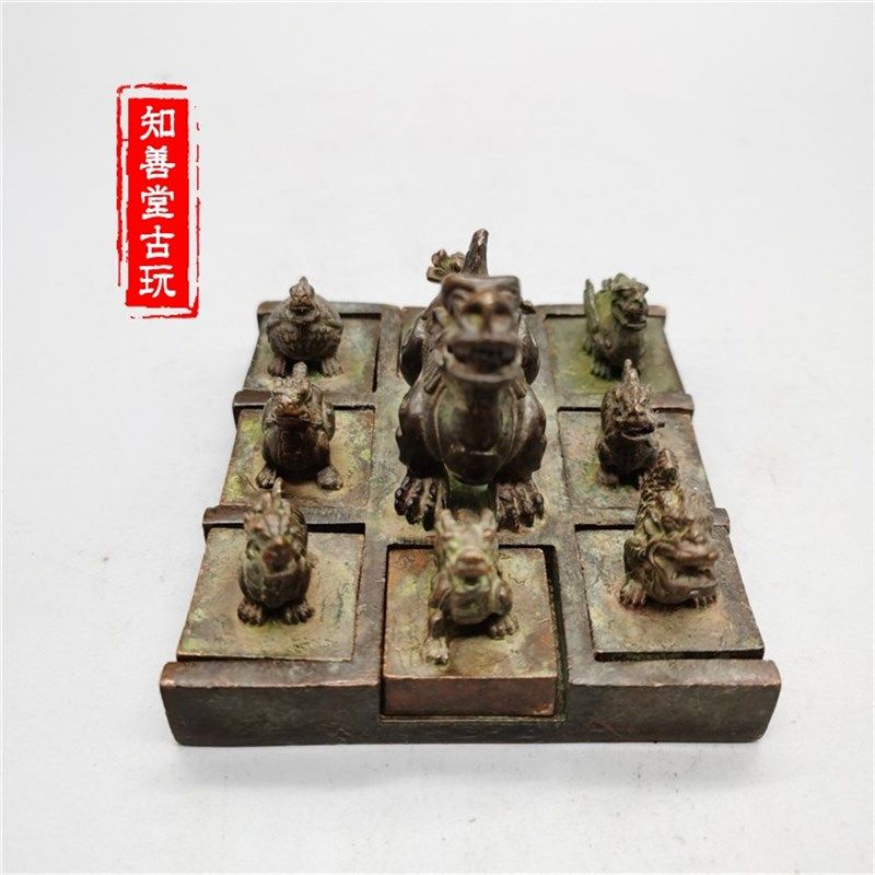 古玩杂项仿古老铜器十二生肖九龙至尊印章老物件收藏铜器篆印