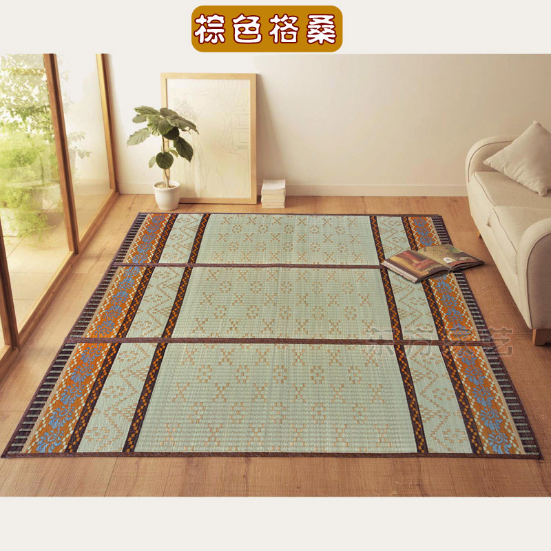 客厅儿童爬爬行垫 榻榻草席地垫 加厚加密天然环保蔺草凉席地毯图片