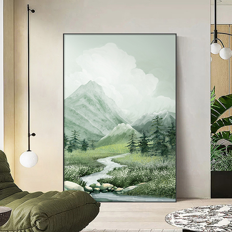 雪川风景手绘大芬油画村装饰画客厅肌理画玄关挂画走廊过道落地画图片