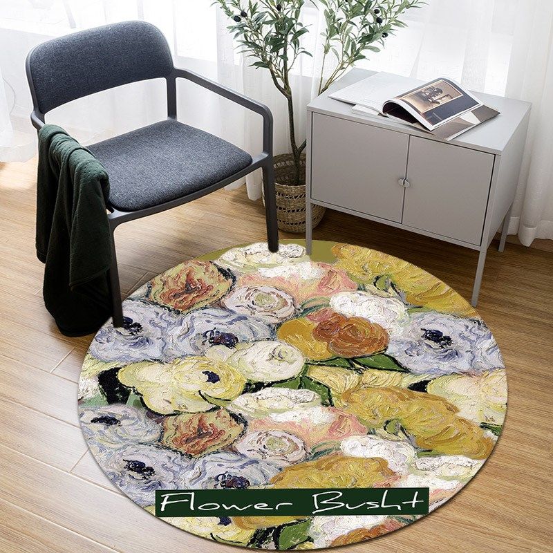 复古圆形皮革地垫油画风擦洗免洗防水防油防滑吊篮电脑椅垫,居家布艺,家用脚垫,淘宝优惠券,粉丝福利购,淘宝优惠卷