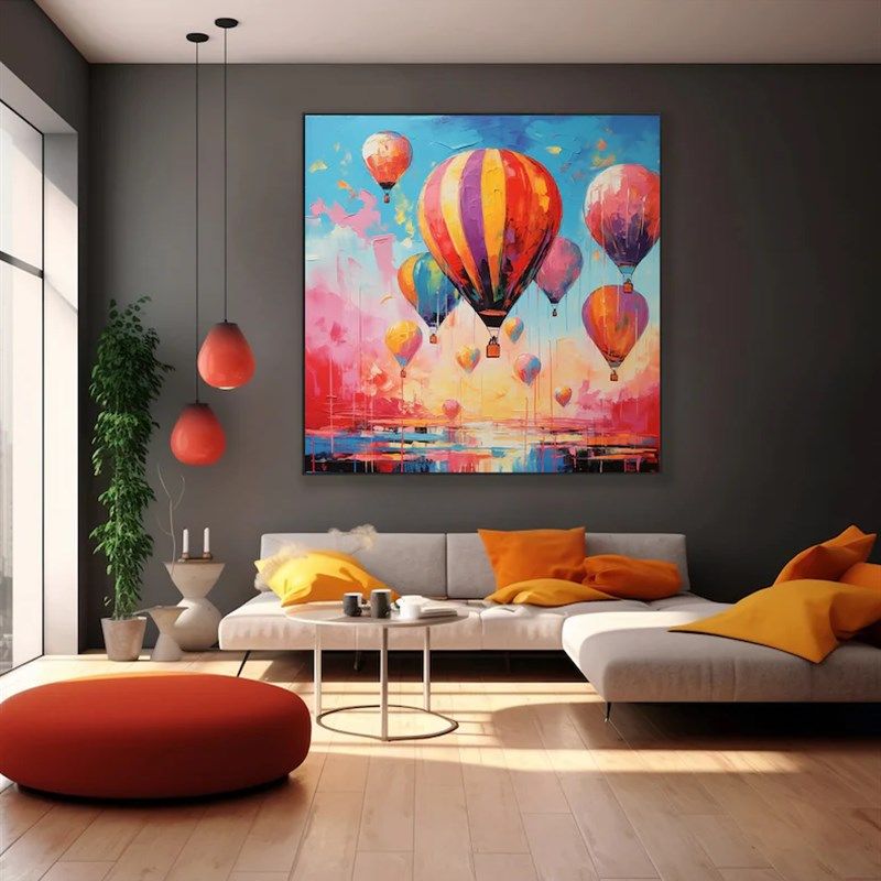 大芬村纯手绘油画现代抽象肌理热气球客厅装饰画卧室挂画,家居饰品,油画,淘宝优惠券,粉丝福利购,淘宝优惠卷