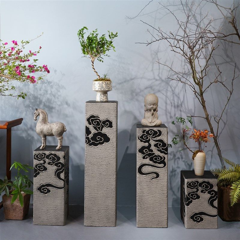 新祥云展示柱彷石墩子底座客厅玄关落地装饰庭院园布置,家居饰品,落地摆件,淘宝优惠券,粉丝福利购,淘宝优惠卷