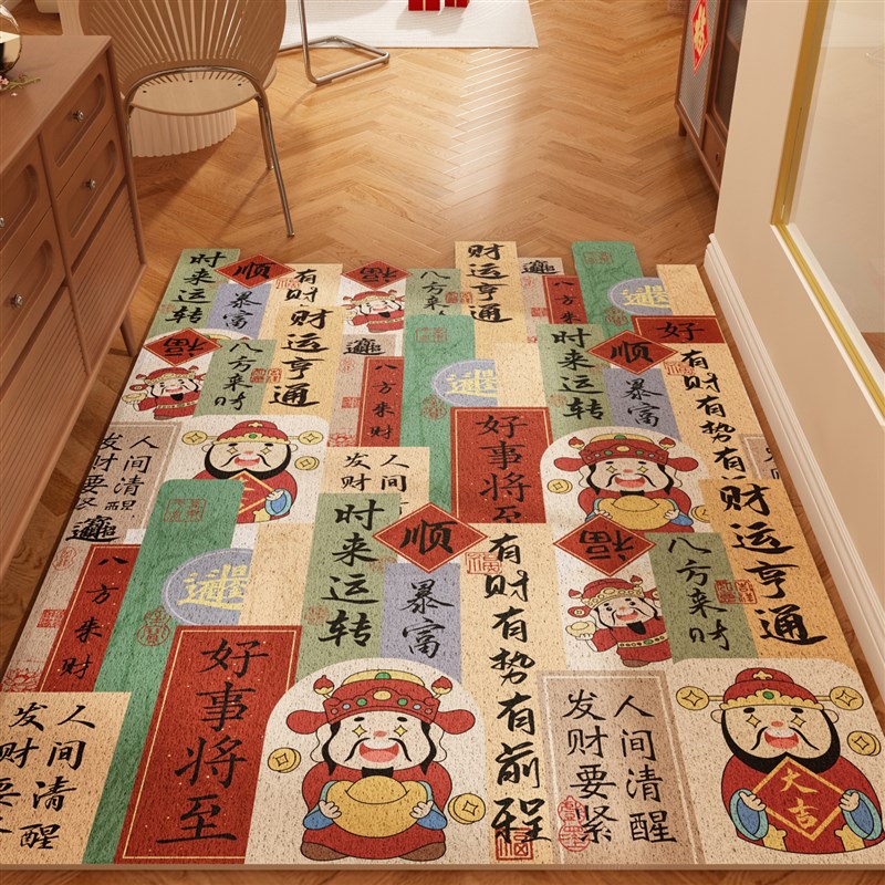 国风拼接加厚丝圈入户门地垫门口玄关除尘蹭土进门垫一冲即净地毯
