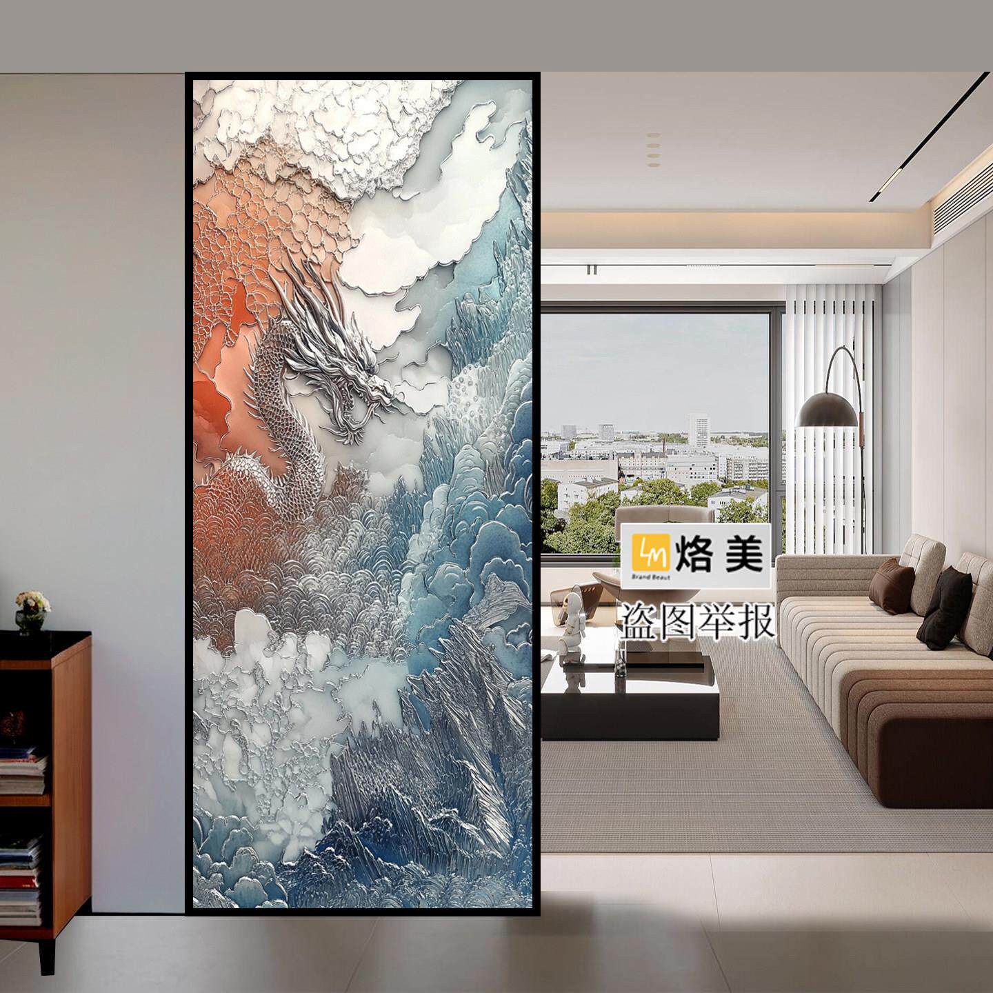 轻奢艺术玻璃客厅屏风卫生间餐厅隔断入户玄关背景2025新工艺定制