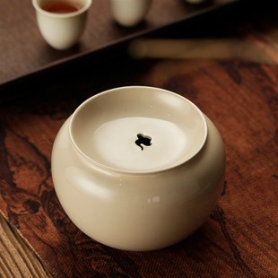 家用盖碗茶具壶承干泡台小 草木灰建水陶瓷茶洗茶渣缸水盂带盖日式
