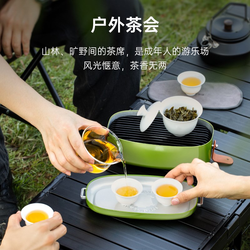 哲品游侠合一旅行茶具便携套装功夫茶陶瓷盖碗泡茶壶茶杯户外露营