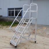 定制铝合金移动平台梯工作梯取样梯车间安全爬梯工业踏台装 配梯台