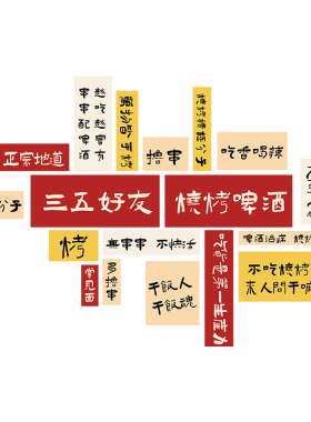 网红烧烤肉店墙面装饰工业风复古怀旧火锅餐饮串串氛围布置创意贴