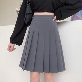 春夏加长百褶裙jk蓬蓬裙中长款大码显瘦褶皱A字中裙防走光半身裙