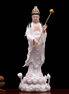 西方三圣佛像汉白玉客厅摆件石雕观音菩萨佛像供奉阿弥陀佛像站像