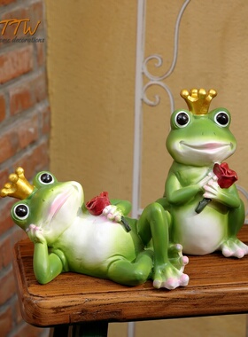 庭院花园幼儿园酒店民宿卡通动物青蛙玫瑰款装饰落地花盆户外摆件