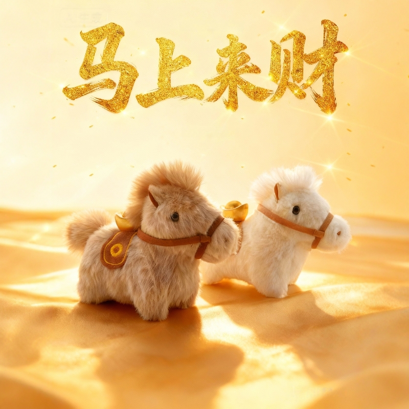 2026马年吉祥物马上有钱钥匙扣背包摆件挂件毛绒公仔玩偶可爱物件